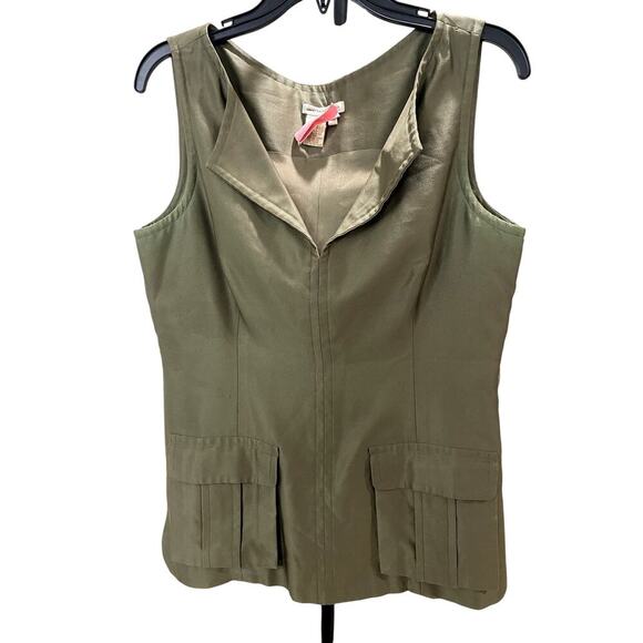 Maxazria Collection Olive Sleeveless Silk Top - Size 12 (EUC) - Picture 5 of 5